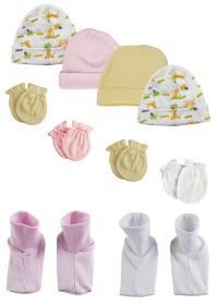 Baby Girl Infant Caps, Booties and Mittens (Pack of 10)