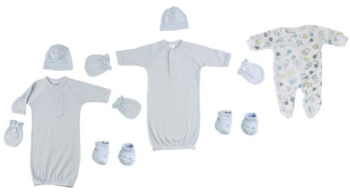 Preemie Boys Gowns, Sleep-n-Play, Caps, Mittens and Booties - 8 pc Set