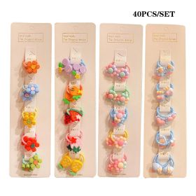 40Pcs/Set Colorful Flower Animal Girls Hairbands Sweet Fruit Elastic Hair Ropes Scrunchies Kids Hair Ties