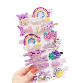 New Fashion 14 Pieces Set Children's Cute Flower Fruit Animal Candy Color Hairpin Sets