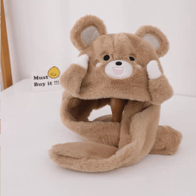 Khaki bear can wave hands can speak Children's funny hat