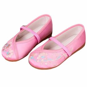 Pink - Chinese Traditional Embroidery Shoes Girls Ballet Flats Slip On Shoes