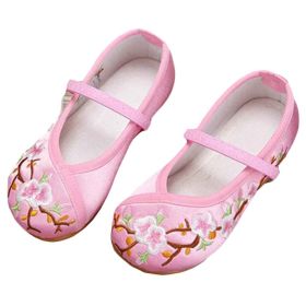 Pink - Chinese Traditional Embroidery Shoes Flower Shoes Girls Ballet Flats