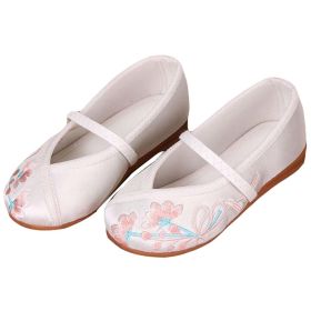 White - Chinese Traditional Embroidery Shoes Girls Ballet Flats Slip On Shoes