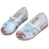 Blue - Girls Ballet Flats Chinese Traditional Embroidery Shoes Slip On Shoes