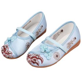 Blue - Girls Ballet Flats Chinese Traditional Embroidery Shoes Slip On Shoes