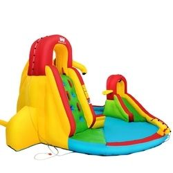 Kids Inflatable Water Slide Park with Climbing Wall and Pool