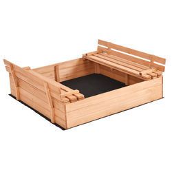 Children Outdoor Foldable Retractable Sandbox with Bench Seat