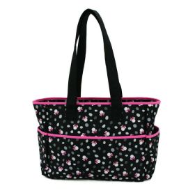 Disney Minnie Mouse Multi Piece Diaper Bag set with Minnie Mouse Toss Heads Print (includes changing pad, insulated bottle holder and pacifier holder