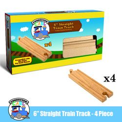 6' Straight Wooden Train Tracks, 4-pack