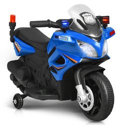 6 V Kids 4-wheel Ride On Police Motorcycle with Training Wheels