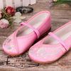 Pink - Chinese Traditional Embroidery Shoes Girls Ballet Flats Slip On Shoes