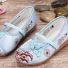Blue - Girls Ballet Flats Chinese Traditional Embroidery Shoes Slip On Shoes