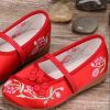 Red - Chinese Traditional Embroidery Shoes Flower Loafers Girls Ballet Flats