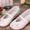 White - Chinese Traditional Embroidery Shoes Girls Ballet Flats Slip On Shoes