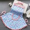 Sleeveless Baby Eating Smock Apron Inner Waterproof Kids Bib Baby Painting Shirt,Blue Pink Flowers 1-4T