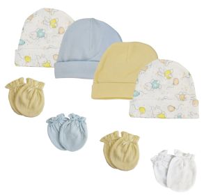 Boys Baby Caps and Mittens (Pack of 8) (size: Newborn)