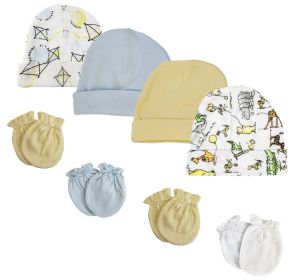 Baby Boys Caps and Mittens (Pack of 8) (size: Newborn)
