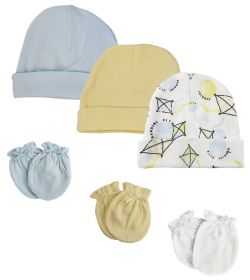 Baby Boys Caps and Mittens (Pack of 6) (size: Newborn)