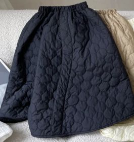 Children's Quilted Cotton Gourd Cotton Pure Color Quilted Skirt (Option: Black-100cm)