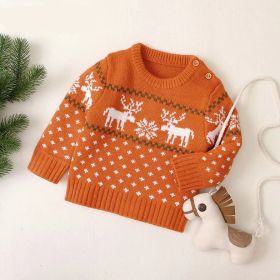 Boy's Christmas Giraffe Pullover Sweater (Option: Orange-100cm)