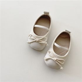 Baby Indoor Non-slip Leather Shoes (Option: White-S)
