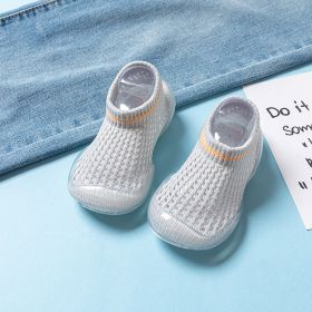 Mesh Infant Indoor Floor Soft Bottom Non-slip Toddler Shoes (Option: Gray Large Grid-20to21)