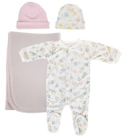 Girls Newborn Baby 4 Pc Layette Sets (size: small)