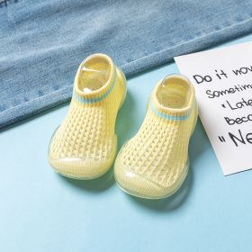 Mesh Infant Indoor Floor Soft Bottom Non-slip Toddler Shoes (Option: Light Yellow Large Grid-22to23)