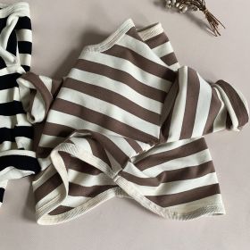 Children's Stripe Casual Fashion Top (Option: Coffee-110cm)