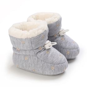 Baby Autumn And Winter Baby Shoes Cotton Shoes (Option: Gray-Inner Length 11cm 74G)