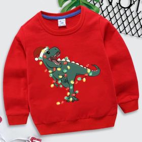 Children's Christmas Red Sweater Pure Cotton Autumn Clothes Western Style (Option: Red Dinosaur-80cm)