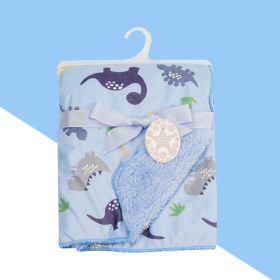 Babies' Woolen Blanket Baby Double Layer Super Soft Plush Blanket (Option: Blue Dinosaur-75X100cm)
