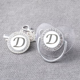 Transparent Silver 26 Letters Baby Spot Drill With Diamond Pacifier Belts Dust Cover (Option: Letter D)