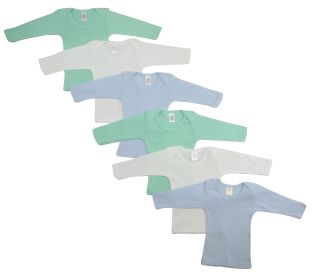 Boys Pastel Variety Long Sleeve Lap T-shirts  6 Pack (size: large)