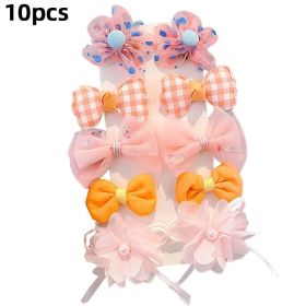 Chiffon Bow Ribbon Girls Hairpins Cute Colorful Bows Flowers Children Hair Clips Fashion Hair Accessories (Color: C- Orange)