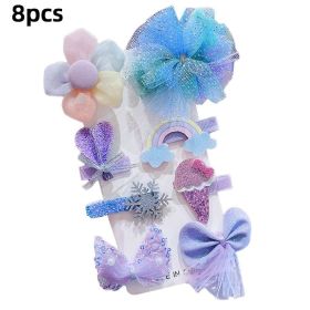 Cartoon Baby Girl Hair Clips Cute Bear Children Hairpin Bowknot Knitted Flower Kids Barretees Baby Hair Accessories (Color: D-2)