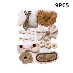 Cartoon Baby Girl Hair Clips Cute Bear Children Hairpin Bowknot Knitted Flower Kids Barretees Baby Hair Accessories (Color: A- 1)