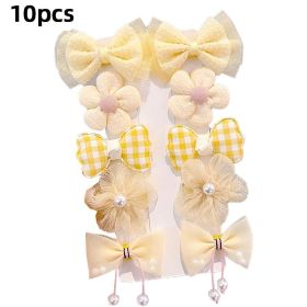 Chiffon Bow Ribbon Girls Hairpins Cute Colorful Bows Flowers Children Hair Clips Fashion Hair Accessories (Color: C- Yellow 1)