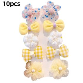 Chiffon Bow Ribbon Girls Hairpins Cute Colorful Bows Flowers Children Hair Clips Fashion Hair Accessories (Color: C- Yellow 2)
