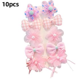Chiffon Bow Ribbon Girls Hairpins Cute Colorful Bows Flowers Children Hair Clips Fashion Hair Accessories (Color: C- Pink)