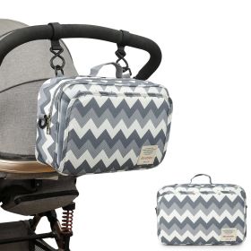 Waterproof baby print stroller bag storage hanging bag diaper bag mother and baby mommy bag (select: Mommy Bag-Wave pattern)