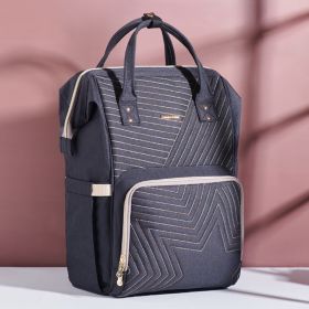 Sunveno Fashion Diaper Bag Backpack Quilted Large Mum Maternity Nursing Bag Travel Backpack Stroller Baby Bag Nappy Baby Care (Color: Black)