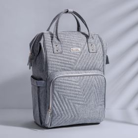 Sunveno Fashion Diaper Bag Backpack Quilted Large Mum Maternity Nursing Bag Travel Backpack Stroller Baby Bag Nappy Baby Care (Color: Gray)