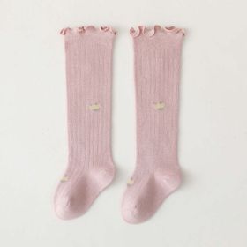 Baby Solid Color Wooden Ear Design Over Knee Socks In Autumn (Color: pink, Size/Age: S (6-12M))