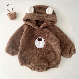 Baby Bear Embroidered Pattern Soft Bodysuits In Autumn (Color: brown, Size/Age: 66 (3-6M))