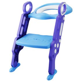 Potty Training Toilet Seat with Steps Stool Ladder For Children Baby Splash Guard Foldable Toilet Trainer Chair Height Adjustable (Color: Blue Purple)