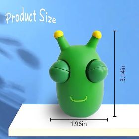 12PCS Funny Grass Worm Pinch Toy, Green Eye Bouncing Worm Squeeze Toy, Novelty Fun Squeeze Stress Relief Toys For Adults Kids Gift Cool Gadgets (Default: 12pcs)