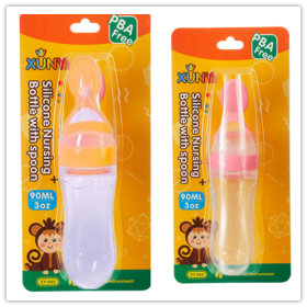 Silicone Training Rice Spoon; Infant Cereal Food Supplement; Safe Feeder (Color: Pink Amarelo packaging)