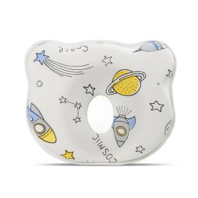 Cartoon Four Seasons Baby Headrest Anti-deviation Head Shaping For Children And Kids Pillow (Option: White Background Planet-25 √ó 23 √ó 3)